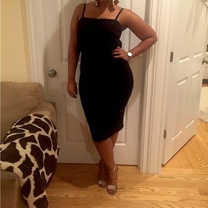 Black Bardot Fishtail Midi Dress